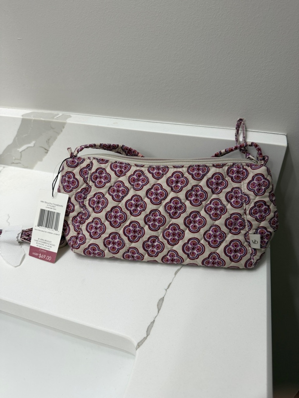 Vera Bradley Pink Mosaic Pattern Quilted Wristlet